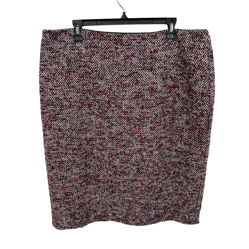 TALBOTS Red Black Tweed Skirt Pencil Skirt // 18